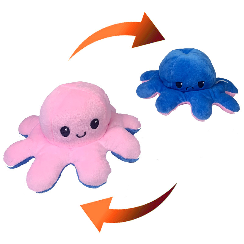 Pulpo reversible Flip pulpo juguete de peluche muñeca de expresión de doble cara muñeca de Ragdoll que cambia la cara en stock al por mayor
