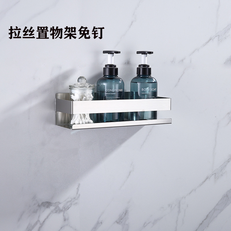 厨房加厚黑色304不锈钢钢置物架免打孔浴室卫生间置物板单层挂件