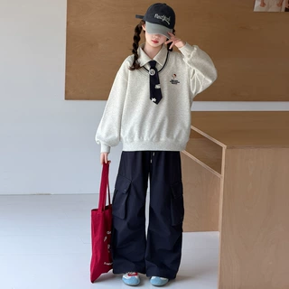 女童卫衣春秋2026新款儿童洋气翻领学院风秋装中大童秋季长袖套装