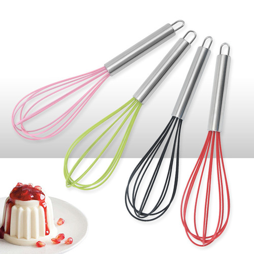 Silicone Handheld Whisk Household Baking Kitchen Tool Stainless Steel Manual Stirrer Kitchen Utensil Eggbeater