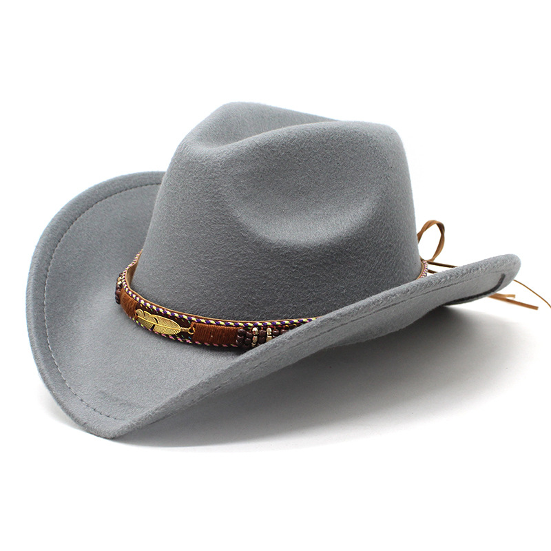 Unisex Retro Cowboy Style Solid Color Flat Eaves Fedora Hat display picture 7