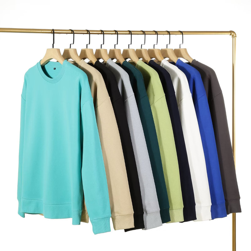 420g Oversized Crewneck Sweatshirt for Autumn and Winter, Unisex Pure Cotton Long-Sleeve Loose Fit Street Style Thickened Sweatshirt