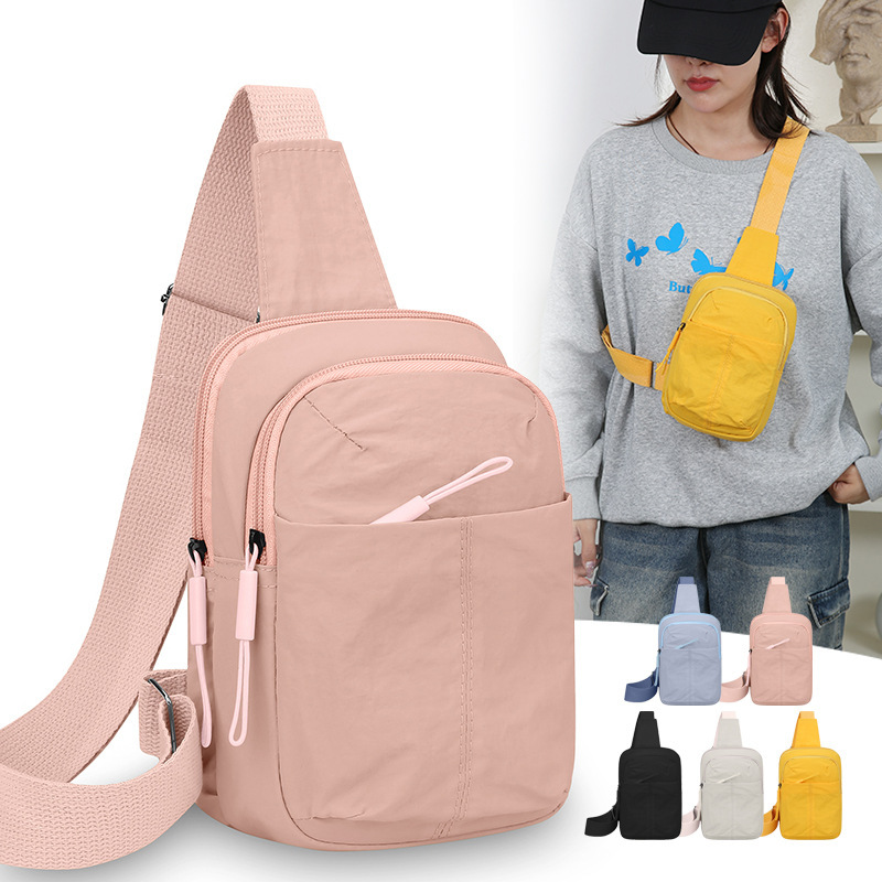 Wholesale Versatile Women's Chest Bag, Simple Multi-Compartment Casual Ins Shoulder Bag, Nylon Water-Repellent Cycling Crossbody Bag