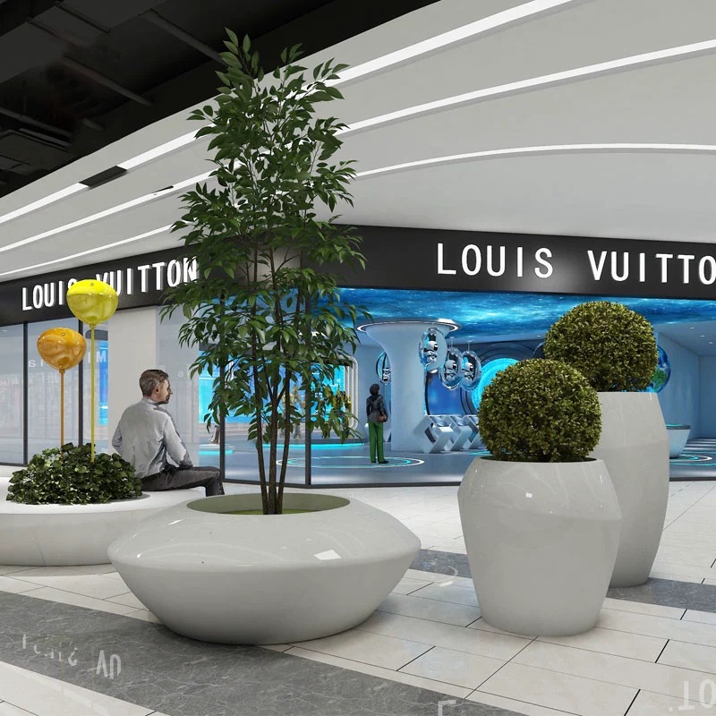 simple fibra de vidrio gran combinación de vasijas de flores creativas de moda vasijas de flores de ocio cuadrado al aire libre vasijas de árboles caja piscina de flores