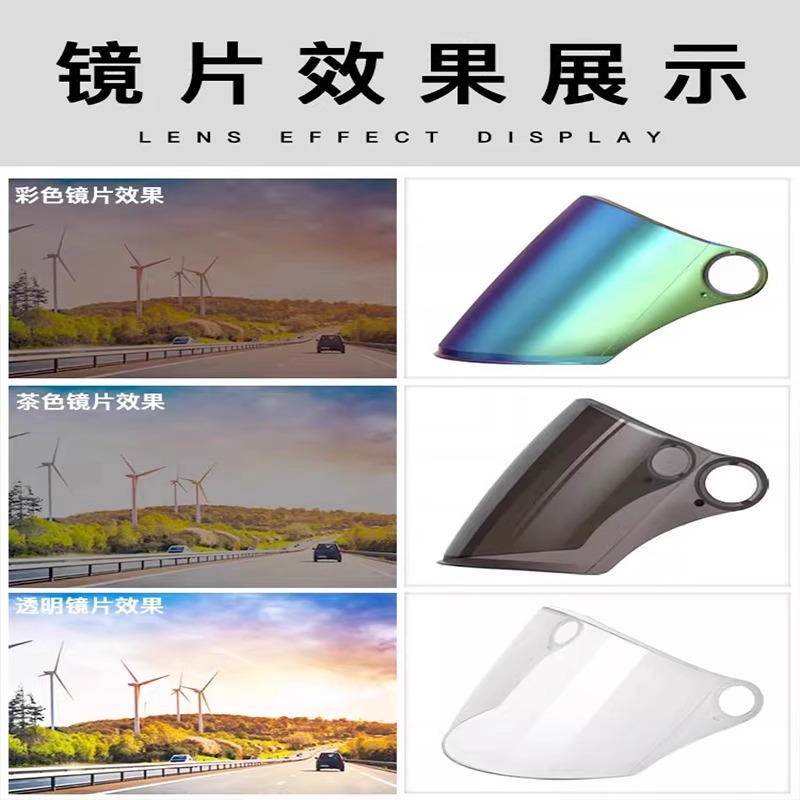 Helmet Lens for Electric Vehicles and Motorcycles, Half Helmet Lens, Windshield, Visor Glass, High-Definition Transparent, Sun Protection, Anti-Fog