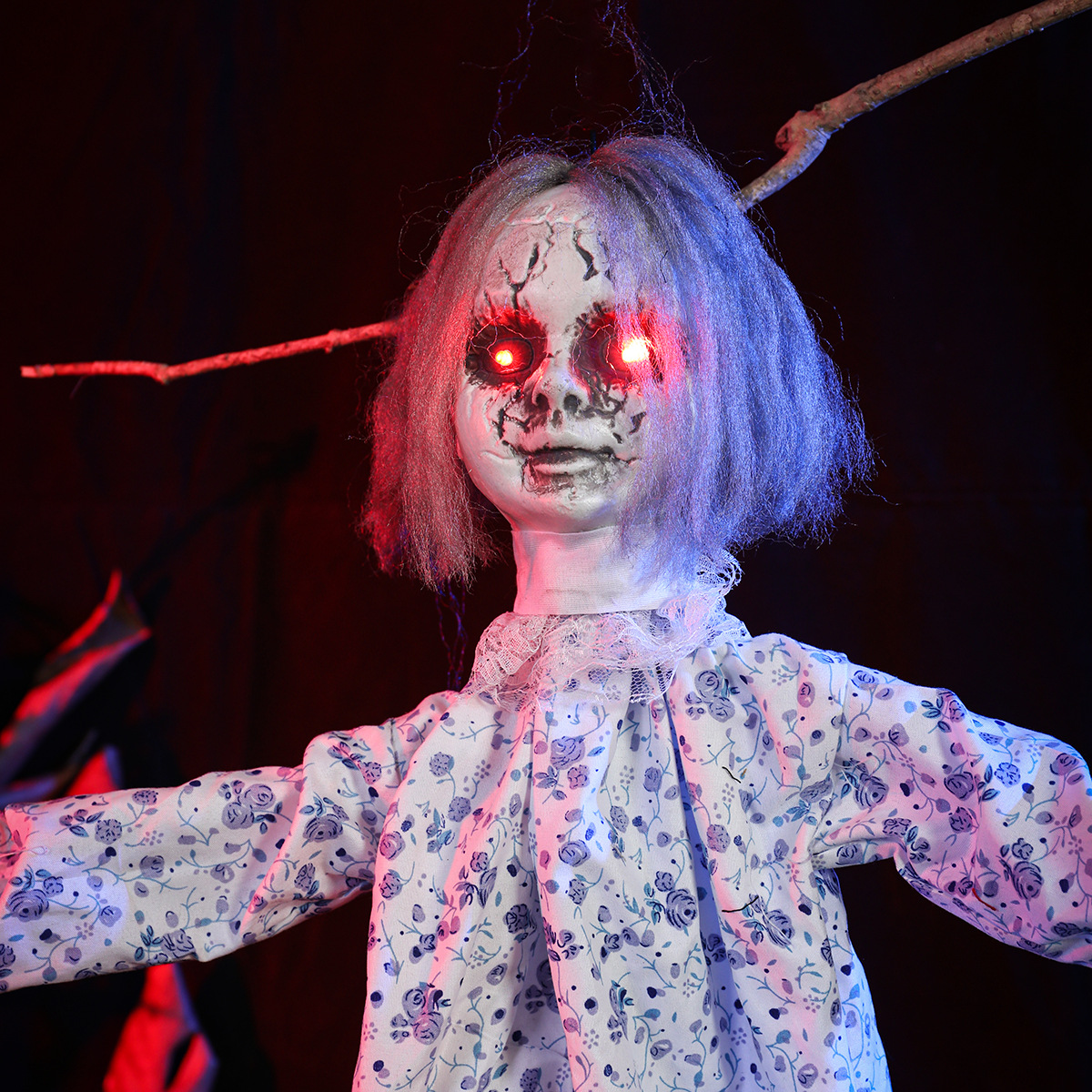 Halloween transfronterizo colgante fantasma horror control de voz brillante muñeca fantasma colgante decoración de pared de casa embrujada decoración de escena image 5