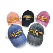 DESANTIS帽子跨境亞馬遜獨立站2024新款水洗網帽廣告選舉棒球帽