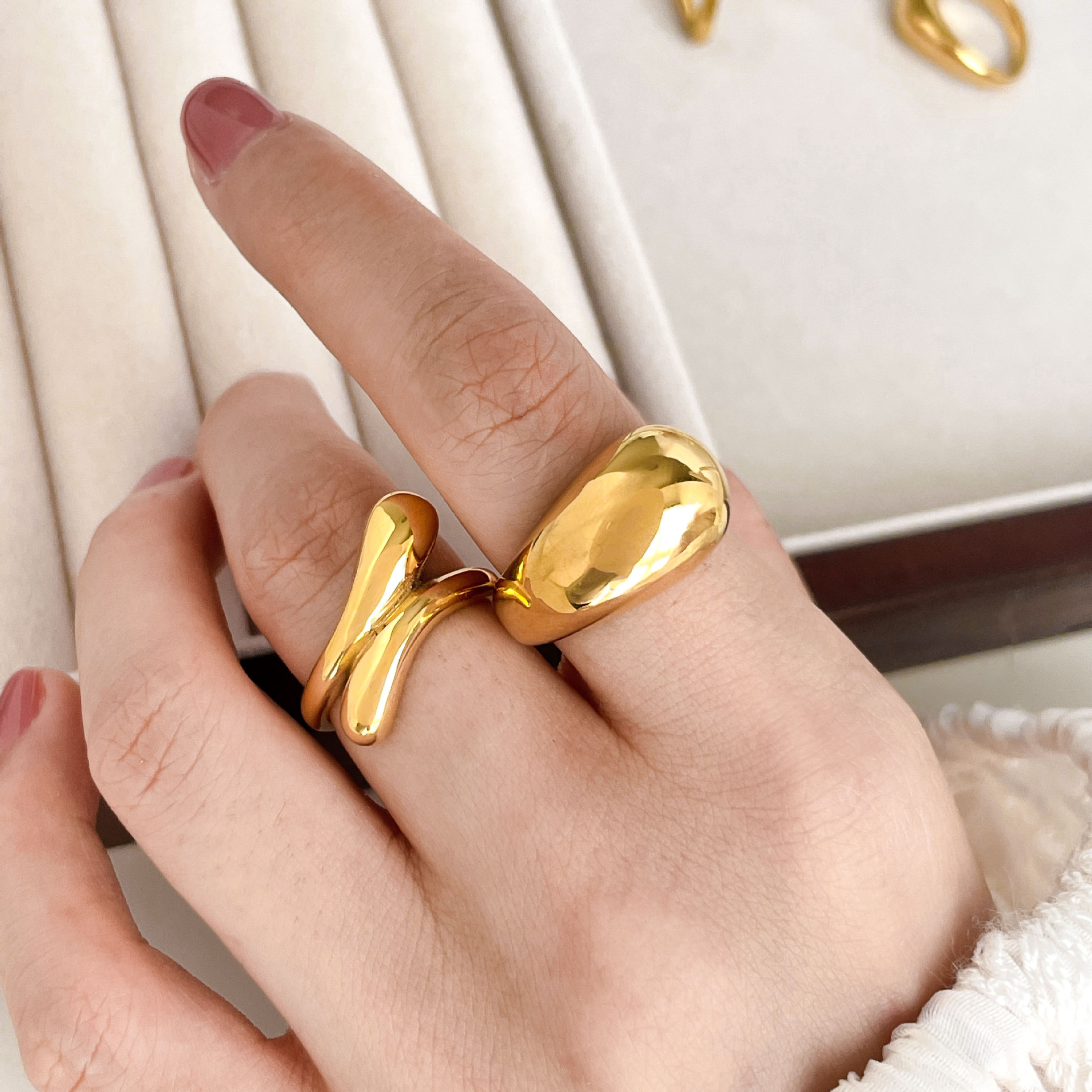 Plating Design Simple Style Commute Solid Color Titanium Steel Plating Gold Plated Rings