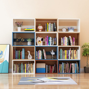 Floor-Standing Bookshelf Living Room Bedroom Home Student Multi-Layer Storage Rack Free Combination Grid Cabinet Simple Desktop Bookcase