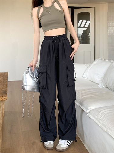 Women's Work Pants Thin High-Waisted Wide Leg Pants Spring 2024 New Loose Sunscreen Casual Sport Pants