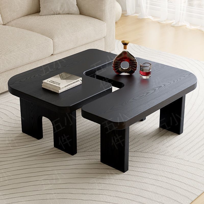 Simple Modern Wooden Special-Shaped Coffee Table Living Room Practical Combination Antique Solid Wood Small Apartment Creative Desktop Wooden Frame