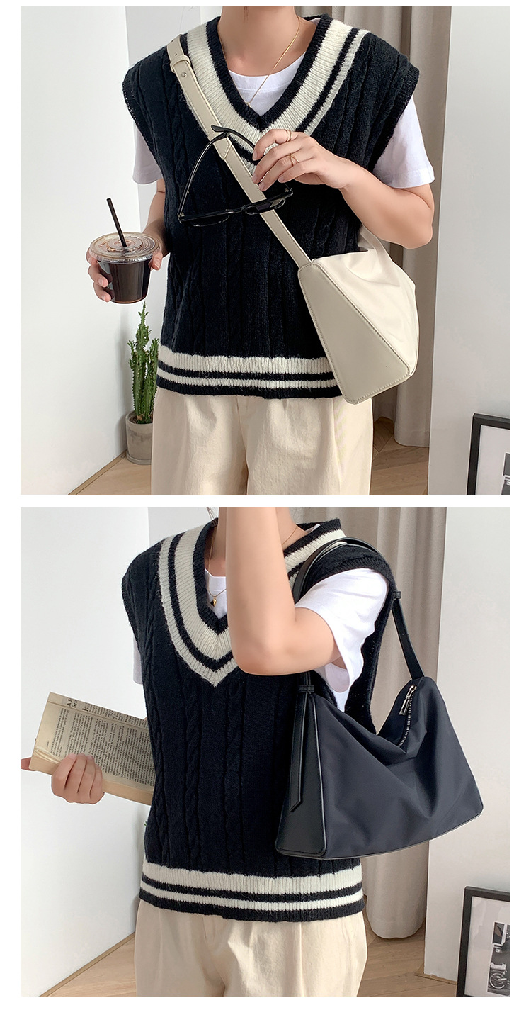 Borsa a tracolla in nylon da donna versatile e di grande capacità, da tenere a mano, alla moda, casual, coreana, Instagram_voghion.com