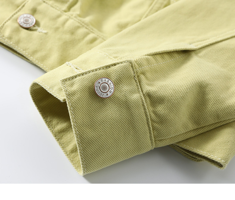 中国直邮 HEY+JEANS 牛仔外套女装糖果色设计感宽松短款小香风外套 卡其色 S