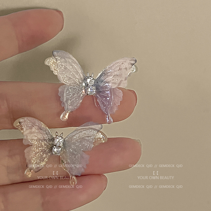 Fairy Style Sweet Butterfly Cloth Women's Ear Studs display picture 2