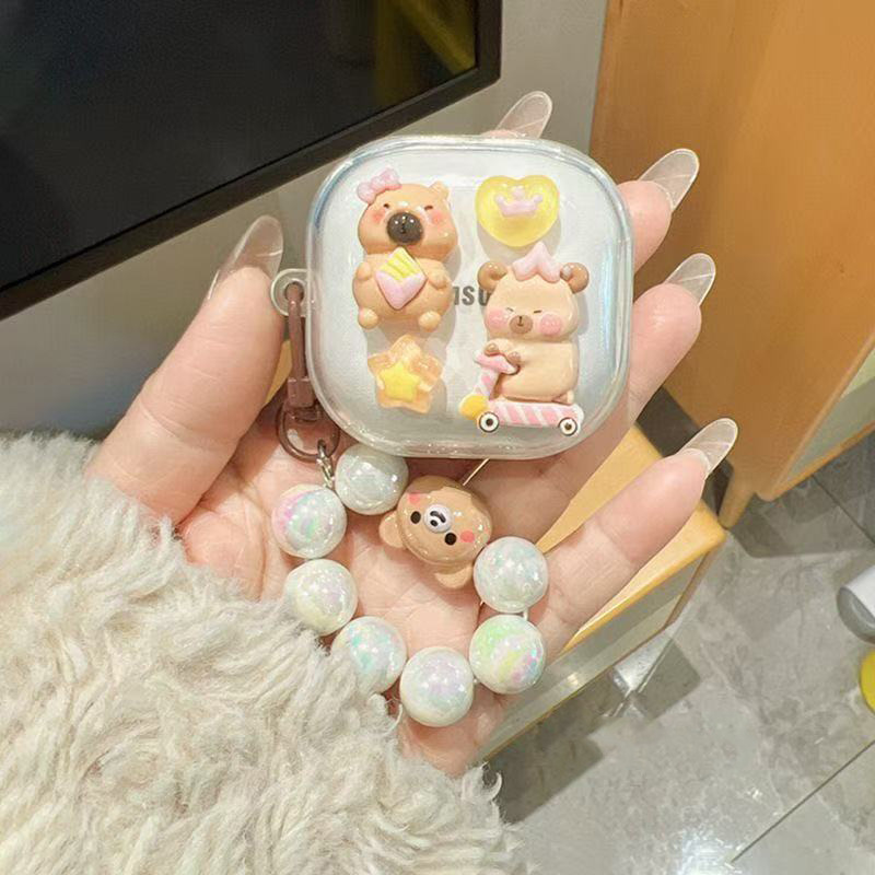 Kapibala Is Suitable for Samsung Buds4 Pro Earphone Protective Cover, Buds4 Earphone Case, Transparent and Cute Soft Shell Cover Kapibala Is Suitable for Samsung Buds4 Pro Earphone Protective Cover, Buds4 Earphone Case, Transparent and Cute Soft Shell Cover