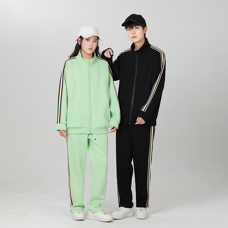 봄과 가을 세트 레저 칼라 카디건 스웨터 300G 스페이스 코튼 패션 조커 커플 세트