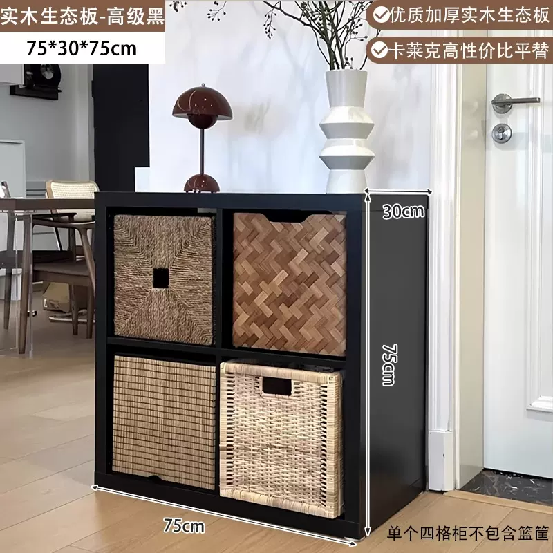 法式复古书柜实木矮柜客厅收纳储物柜一体落地置物柜展示柜餐边柜