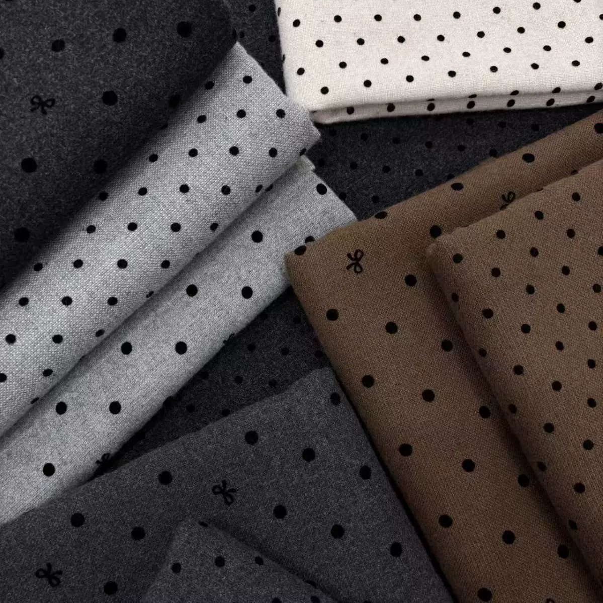 20% 羊毛精纺面料 miu 系秋冬复古波点 外套半身裙马甲 许墨纺织