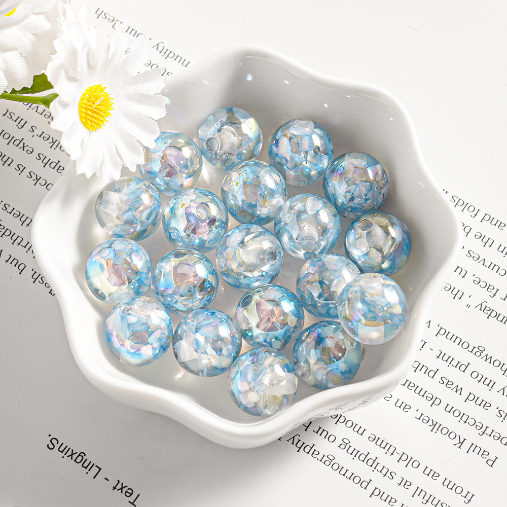 Cuentas de Concha, Cuentas Redondas de Cristal, Accesorios de Joyería de Resina para Hacer Cadenas de Teléfono, Cuentas de 12 mm de Estilo Mixto, Venta al por Mayor