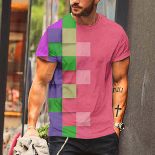 Cross-border Foreign Trade European and American New Men's and Women's T-Shirts Casual Round Neck Digital Printing Slim-fit Short-sleeve Pullover T-shirt