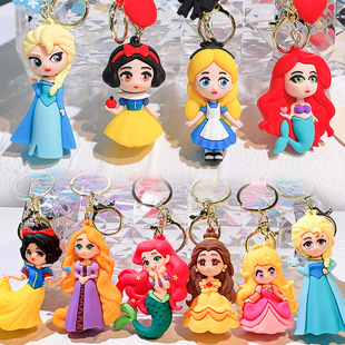 2024 Cartoon Snow White School Bag Pendant Doll Cute Silicone Car Key Chain Pvc Gift Wholesale Key