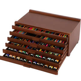 油画棒文具收纳盒桌面抽屉画笔蜡笔木制储物盒6层美术生专用