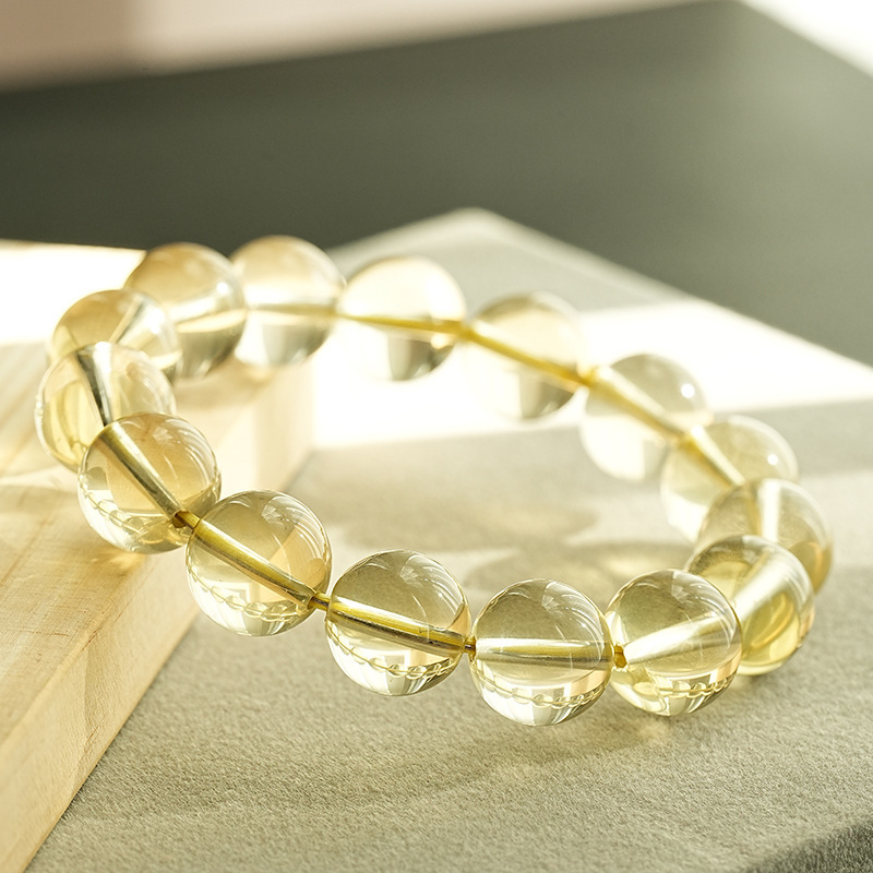 Small Stone Edge Jewelry Natural Citrine Beaded Bracelet Brazil Yellow Crystal Beaded Bracelet
