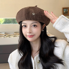 爱心贝雷帽女秋冬季韩版文艺复古保暖南瓜帽显脸小百搭画家帽