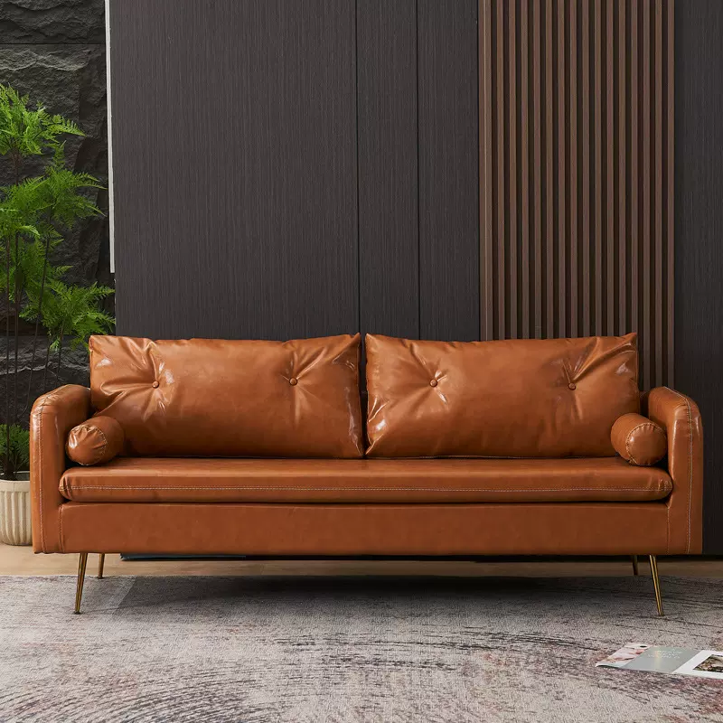 北欧简约沙发客厅小户型意式轻奢公寓卧室皮艺网红款双三人小沙发