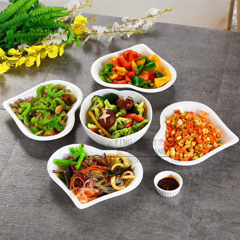 Pure White Plate Dish Plate Household Creative Tableware Set Ceramic Platter Combination Western Dinner Plate Microwave Breakfast Plate