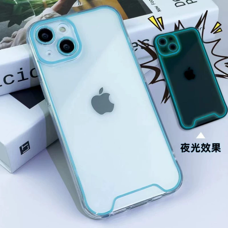 Transparent Protective Phone Case for iPhone — Neon Edge, Drop Protection, Multiple Models