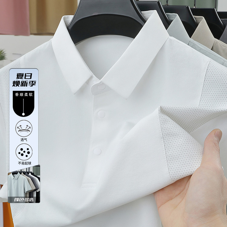 2026 Summer Short-Sleeve Polo Shirt for Men, Business Casual, Turn-Down Collar, Lightweight, Versatile Sports T-Shirt for Men