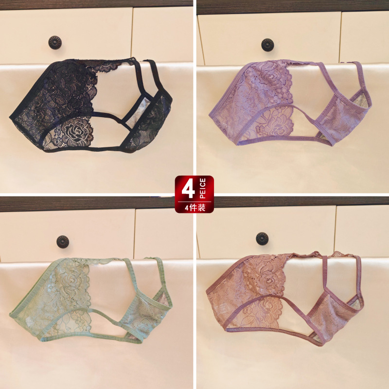 2025 New Underwear Women's Sexy Breathable Lace Sexy Pure Desire Low Waist Triangle Hollow Shorts