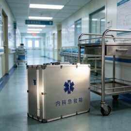 新款 铝合金防震抗菌内科急救出诊箱 手提大容量医药品器材收纳箱