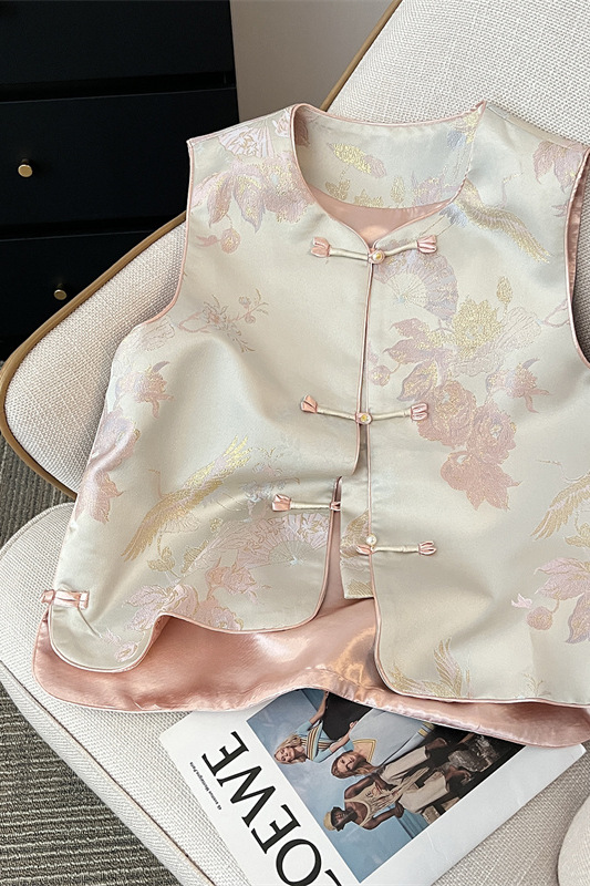 New Chinese-Style Vest for Women, Summer Retro National Style with Button Closure, Suitable for Spring and Autumn, Straight Vest Top