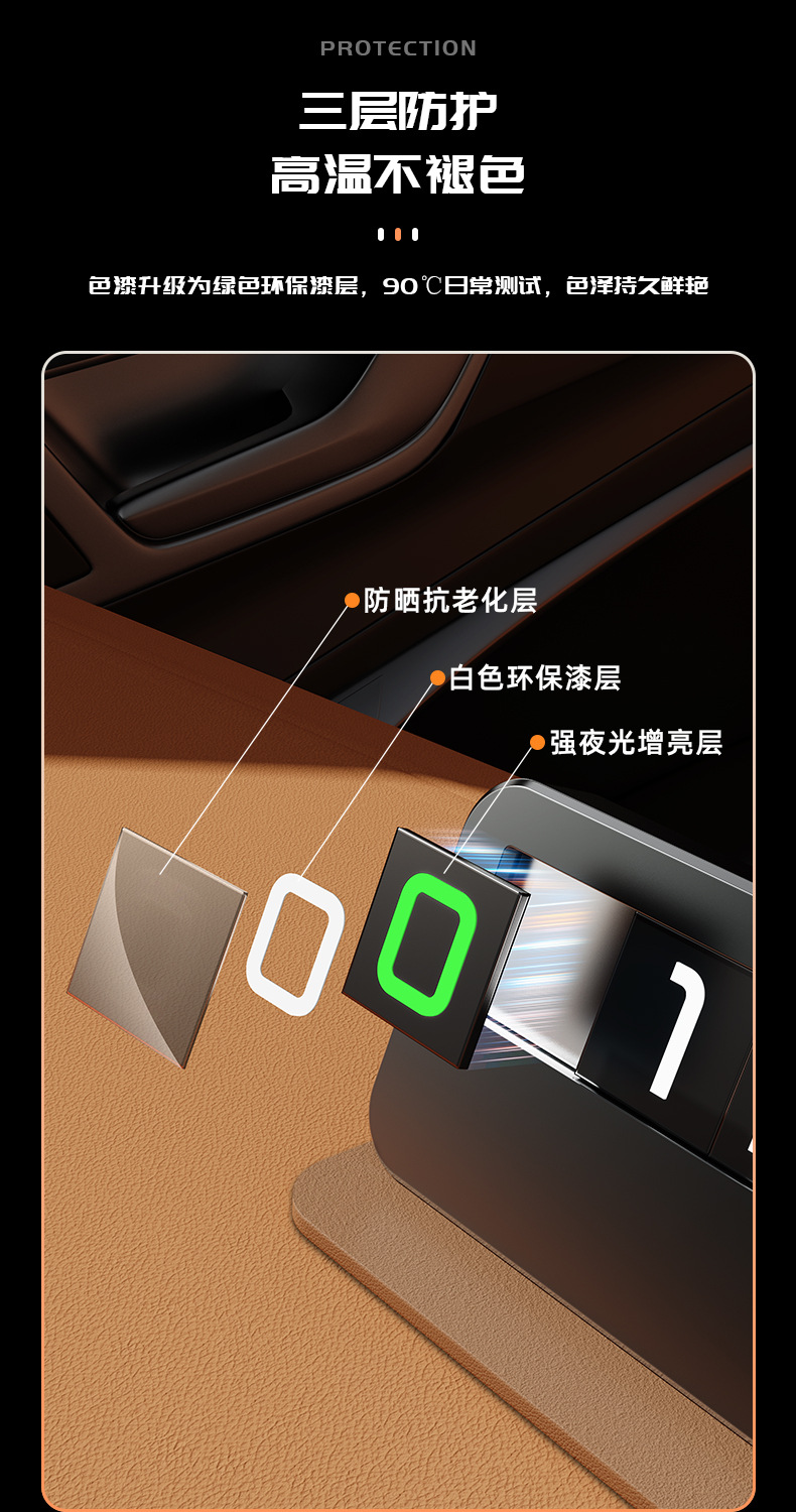 Temporary Car Parking Number Plate, Metal Hidden Type, Car-Mounted Phone Number Plate for Moving the Car, Leather with a High-End Feel