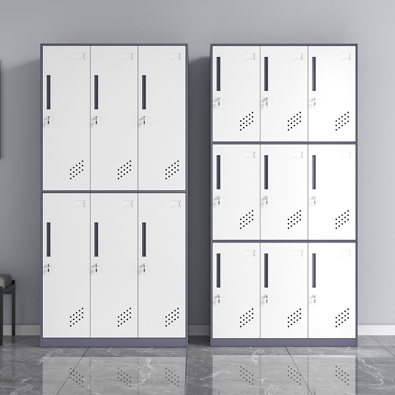 拆装加厚更衣柜套色窄边铁皮收纳柜带锁宿舍浴室健身房多门换衣柜