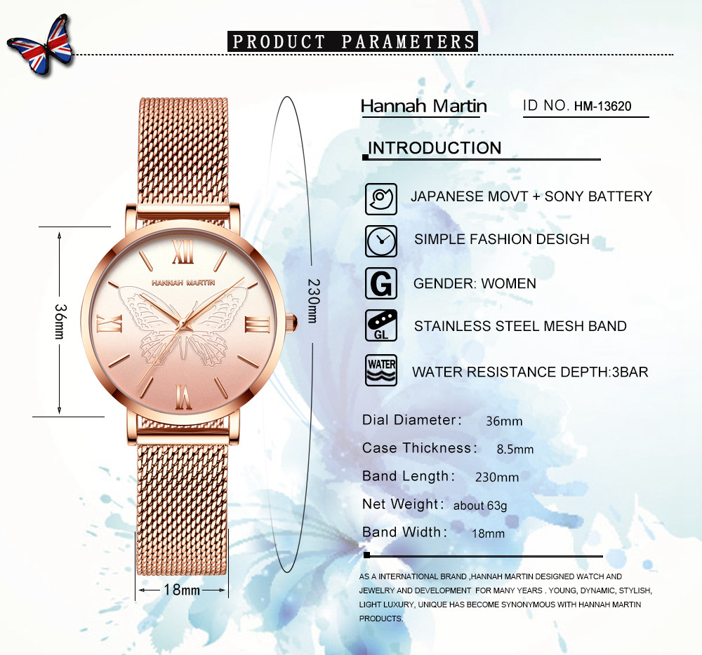 Elegant Business Gradient Color Butterfly Quartz Women's Watches display picture 9