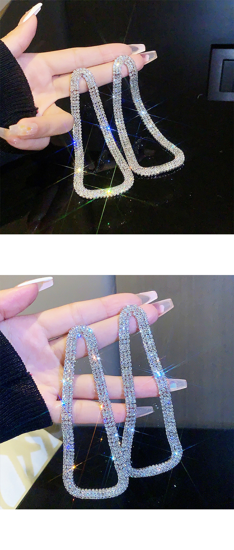 Retro full diamond long tassel earrings for women in Europe and America, exaggerated temperament, earrings, high-end feeling, light luxury earrings_voghion.com