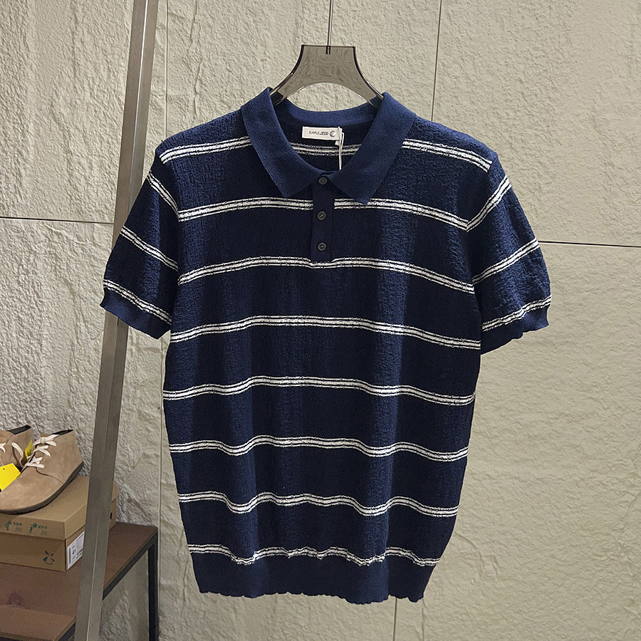 Polo camiseta de punto camiseta de manga corta hombre V-collar gaviota collar solapa vieja camiseta de hielo de viento de verano fábrica transfronteriza al por mayor image 12