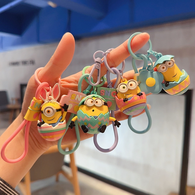 Exquisite Niche Genuine Cartoon Egg Minions Doll Keychain Female Cute Couple Schoolbag Hanging Small Gifts
