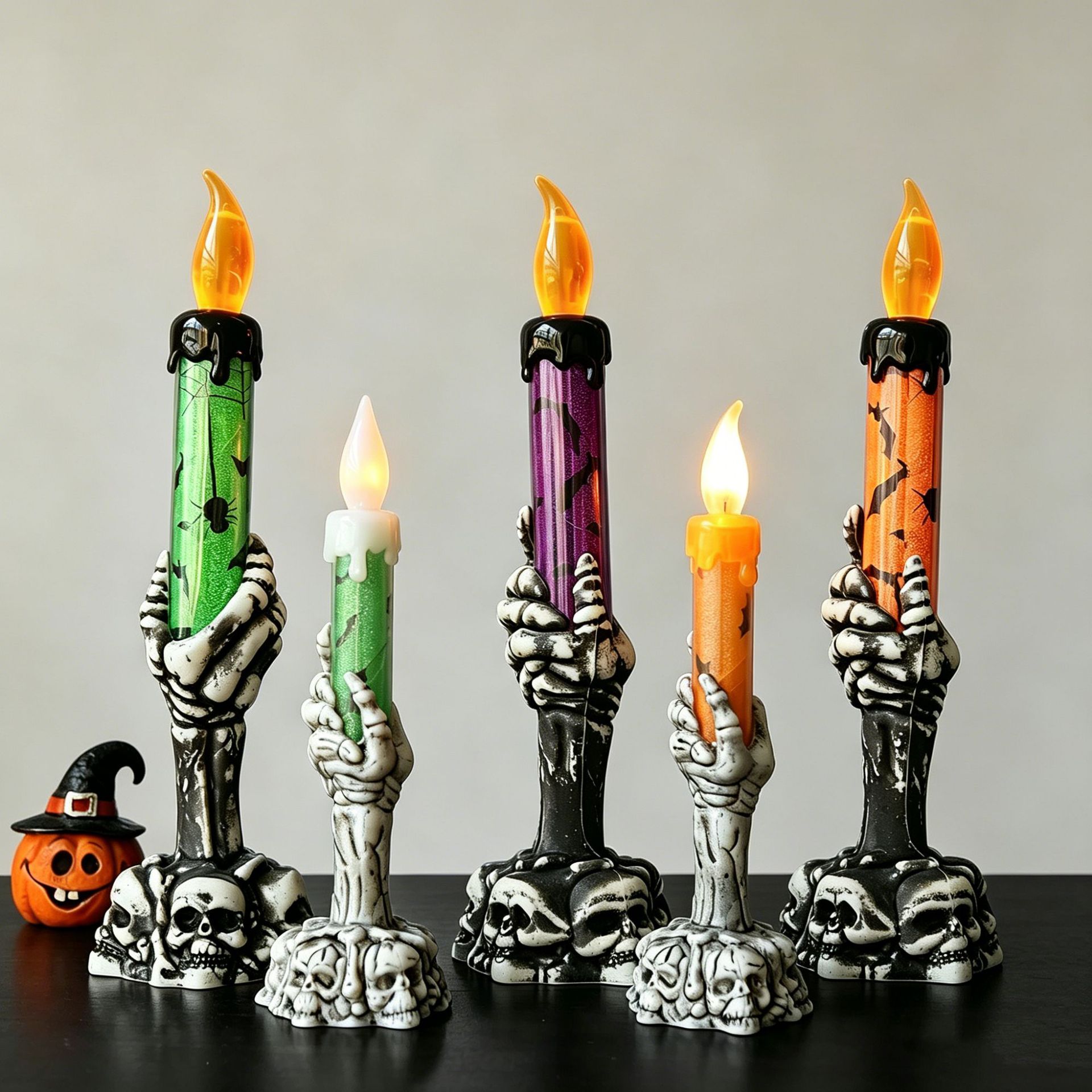 Lámpara de vela de Halloween horrores mano fantasma calavera lámpara barra KTV accesorios de decoración LED flash electrónico calabaza lámpara