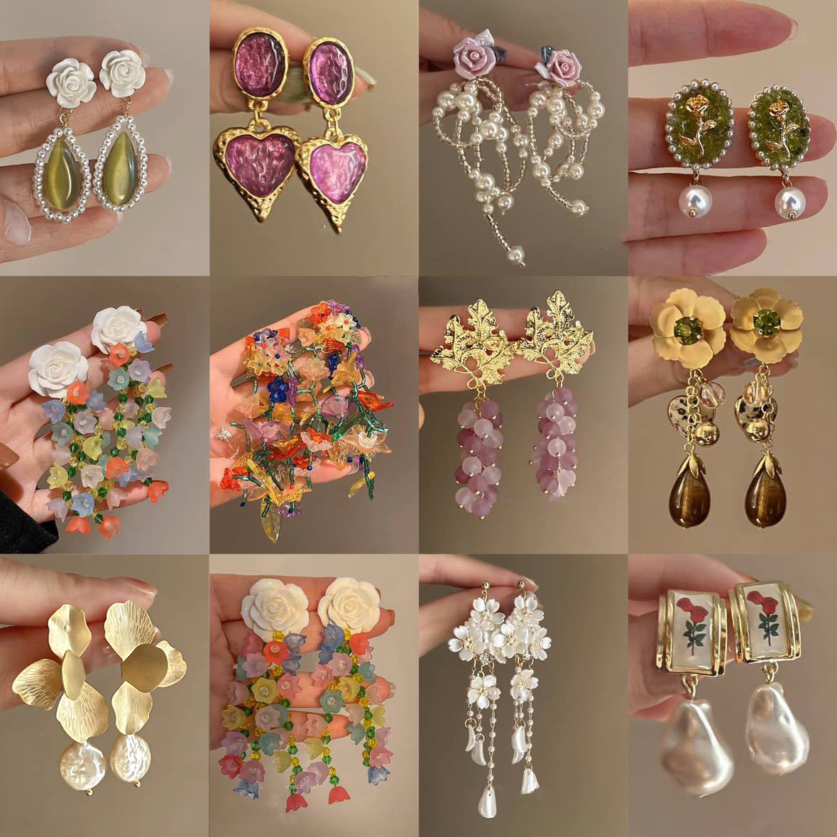 Pendientes de perlas de cristal de diamante de aguja de plata pendientes largos de lujo de Luz Retro europeo y americano pendientes dulces frescos de alto grado para mujeres