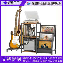 亚马逊跨境唱片机置物架黑胶唱片展示架家用多层杂志收纳架吉他架