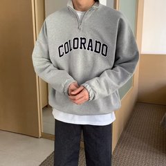 半拉链卫衣男潮牌百搭潮牌字母印花上衣韩版宽松ins长袖春秋外套