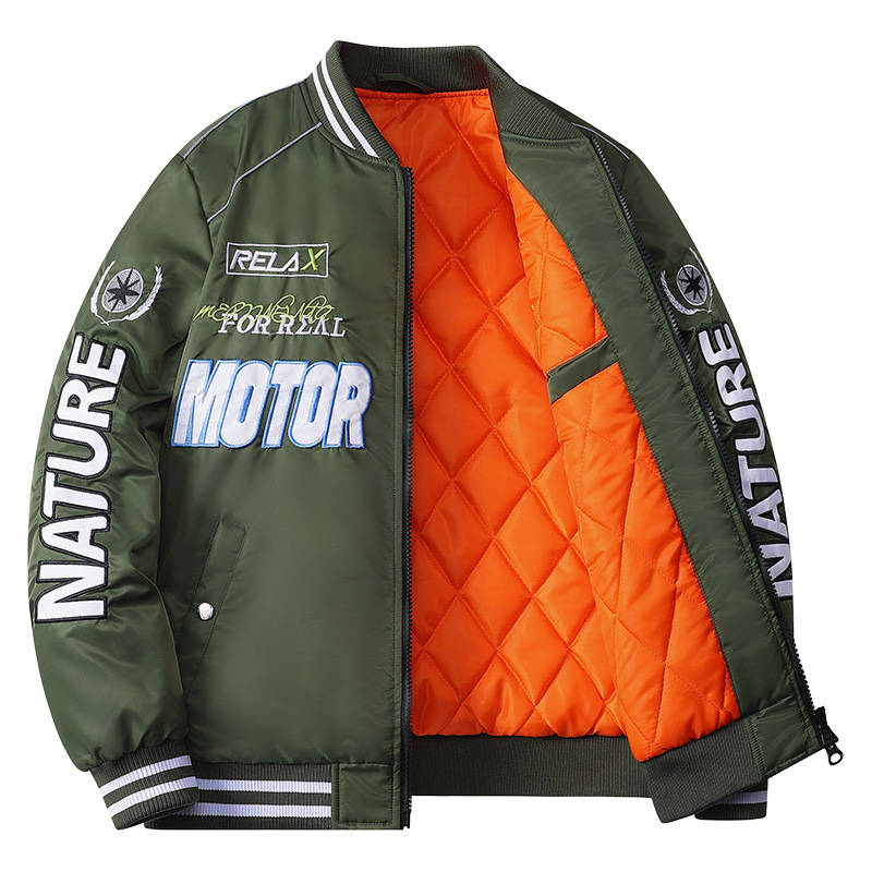 Thickened flight men's new autumn winter loose baseball fashionable and handsome motorcycle cotton jacket_voghion.com