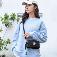 Korean Canvas Handbag Women's Small Shoulder Bag Triple Zipper Fabric Wallet Long Handbag Phone Bag