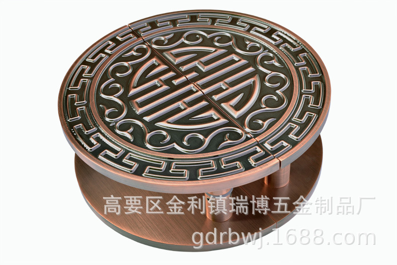 古铜色雕刻门把手中式玻璃门木门把手实心铝板定制对装