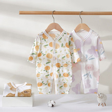 婴儿连体衣服夏季爬服薄款纯棉婴儿长袖新生儿夏季空调服宝宝衣服