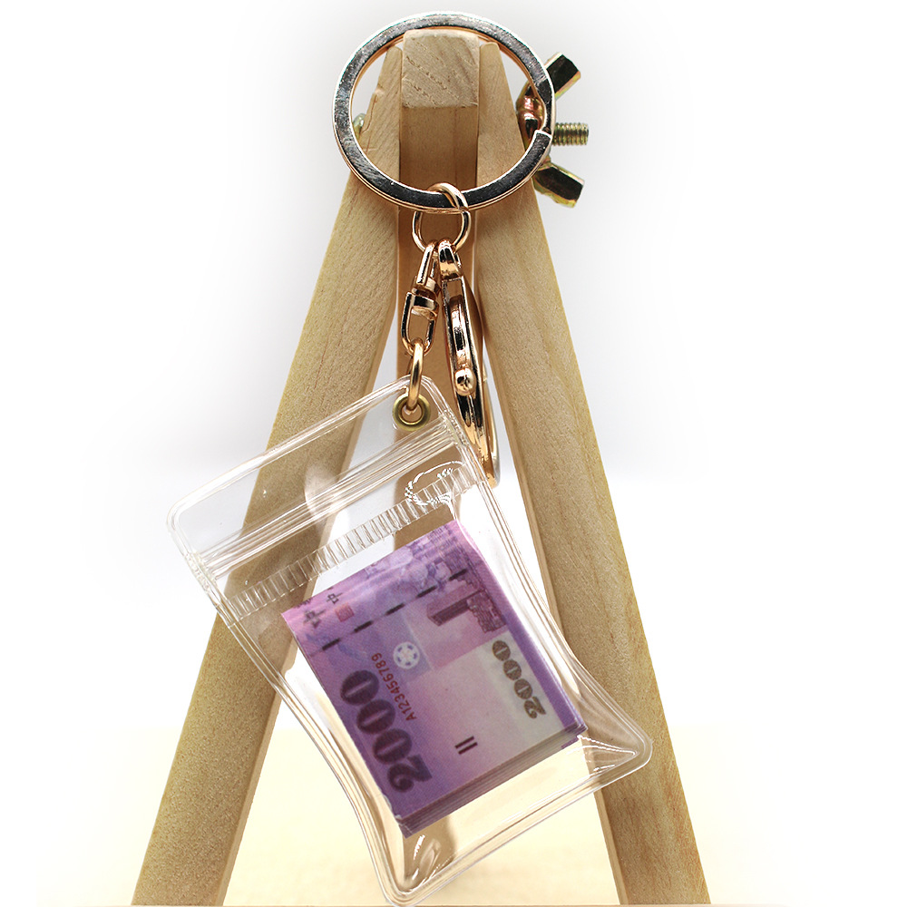 Simulación de dólar de Taiwán, dólar estadounidense, libra, won coreano, moneda indonesia, llavero, colgante de billetes de papel, medalla de oro, colgante de barra de oro, máquina de bebé